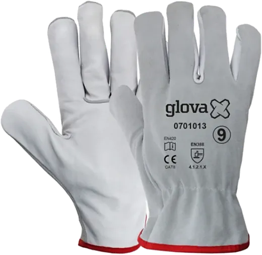 LUVA PELE VACA CHEFE CINZA C/ RIBETE - T10