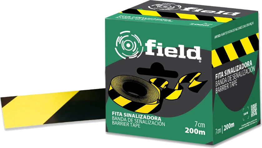 Fita de Sinalização Preta/Amarela 7cm × 200m