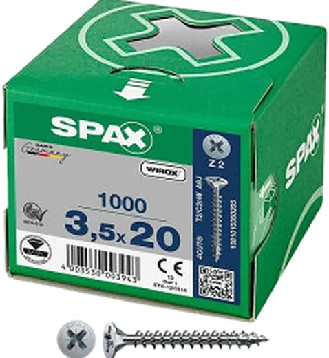 SPAX PZ CABEZA PLANA WIROX 3,5x20 1000 Uds