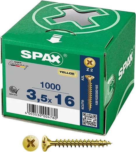SPAX PZ CABEZA PLANA YELLOX 3,5x16 1000 Uds