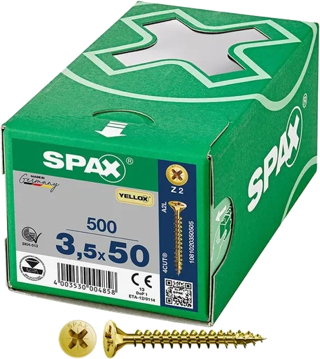 SPAX PZ CABEZA PLANA YELLOX 3,5x50 500 Uds