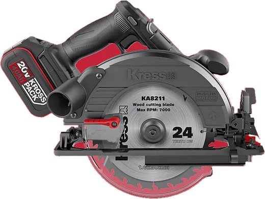 KUE15-Serra circular 185mm Brushless 20V 2bat 4Ah +