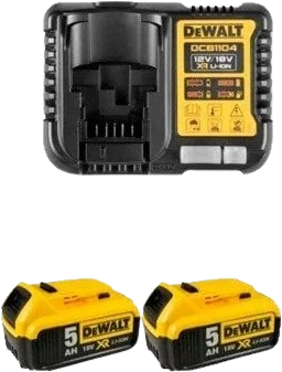 Kit DeWalt DCB1104P2 — 2 Baterias XR 18V 5,0Ah + Carregador